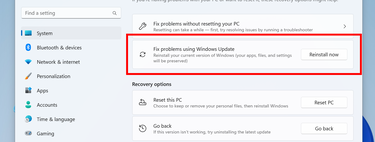 Pronto podrás reinstalar Windows 11 desde Windows Update. Y además hacerlo sin borrar datos, ajustes o apps